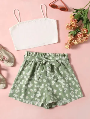 15856 1a-041 conjunto top de tirantes corto con shorts