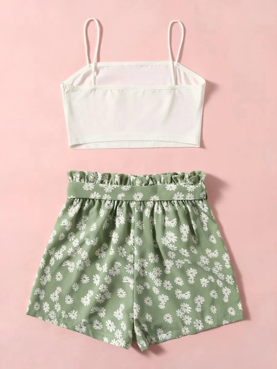 15856 1a-041 conjunto top de tirantes corto con shorts