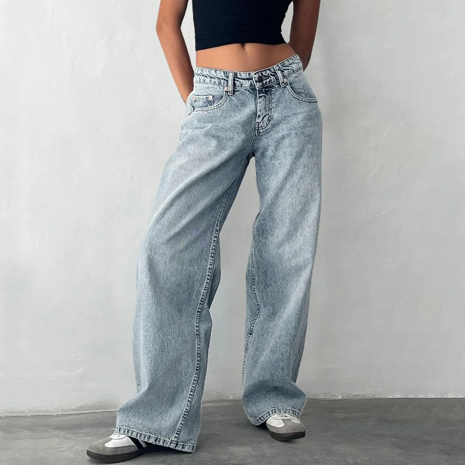2024 Wide Leg Jeans for Women High Waist Loose Straight Denim Pants 90s Baggy Jeans Trouser Jeans with Pockets