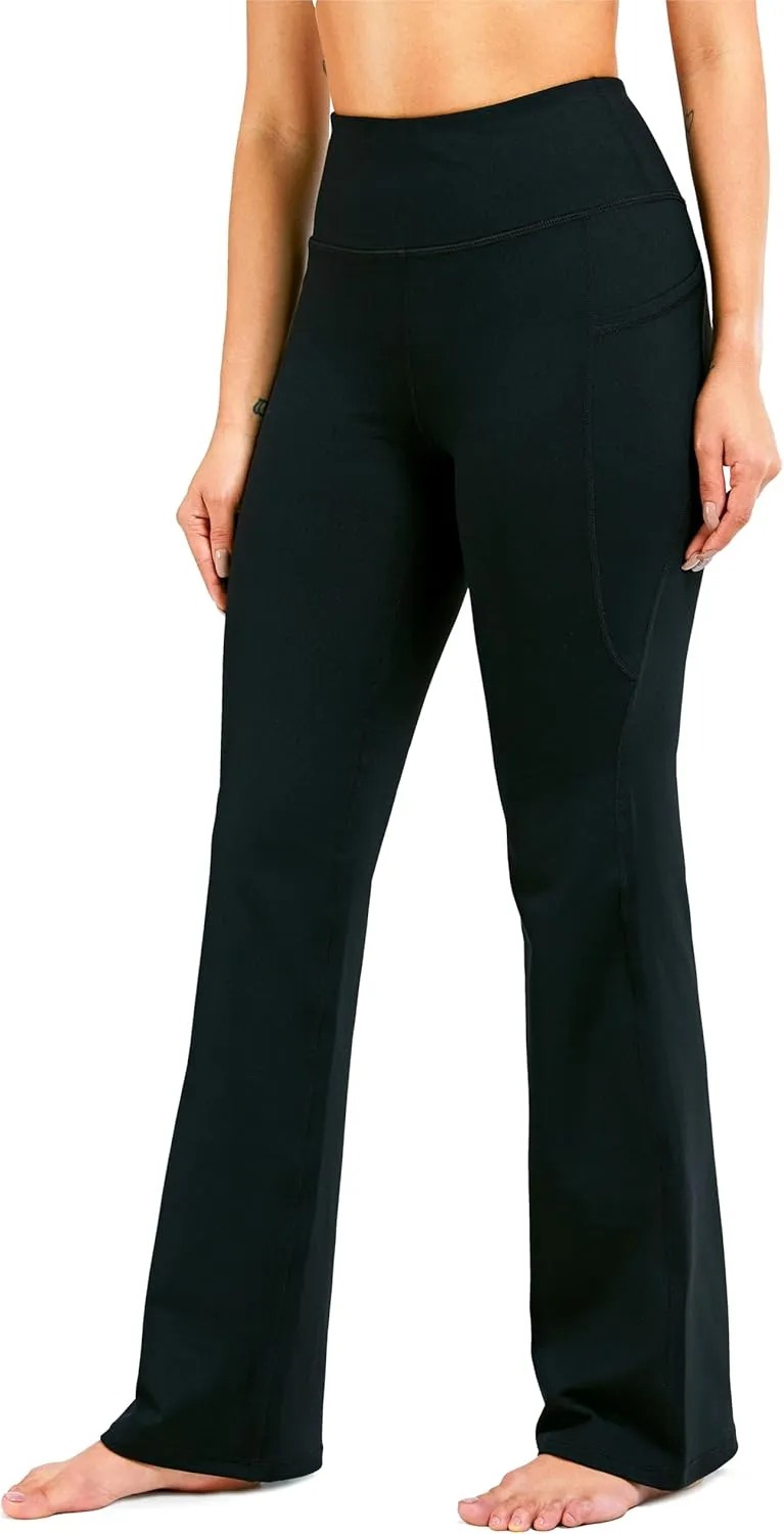 28"/30"/32"/34" Inseam Women's Bootcut Yoga Pants Long Bootleg High-Waisted Flare Pants with Pockets