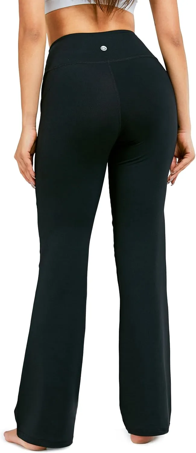 28"/30"/32"/34" Inseam Women's Bootcut Yoga Pants Long Bootleg High-Waisted Flare Pants with Pockets