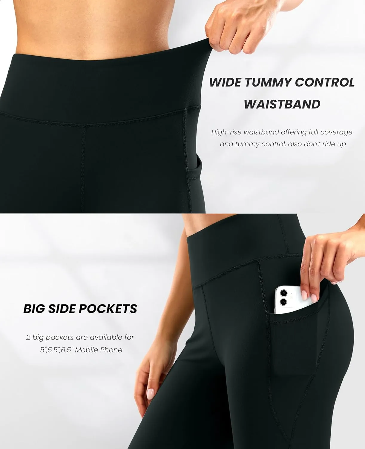 28"/30"/32"/34" Inseam Women's Bootcut Yoga Pants Long Bootleg High-Waisted Flare Pants with Pockets