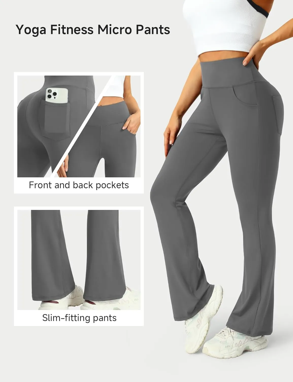 3 Packs Womens High Waist Flare Pants-Flare Yoga PantsYoga Pants with Pockets - High Waist and Wide Leg