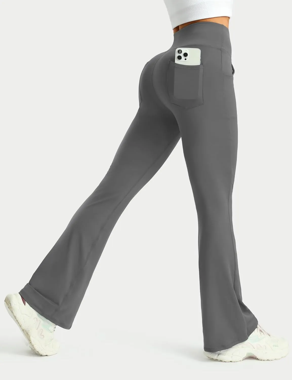 3 Packs Womens High Waist Flare Pants-Flare Yoga PantsYoga Pants with Pockets - High Waist and Wide Leg