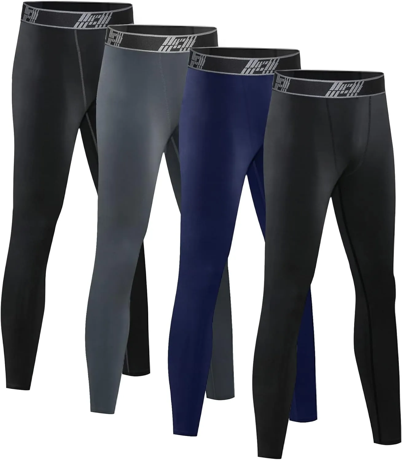 4 Pack Youth Boys Compression Pants Leggings Tights Athletic Base Layer Under Pants Gear for Football Sports