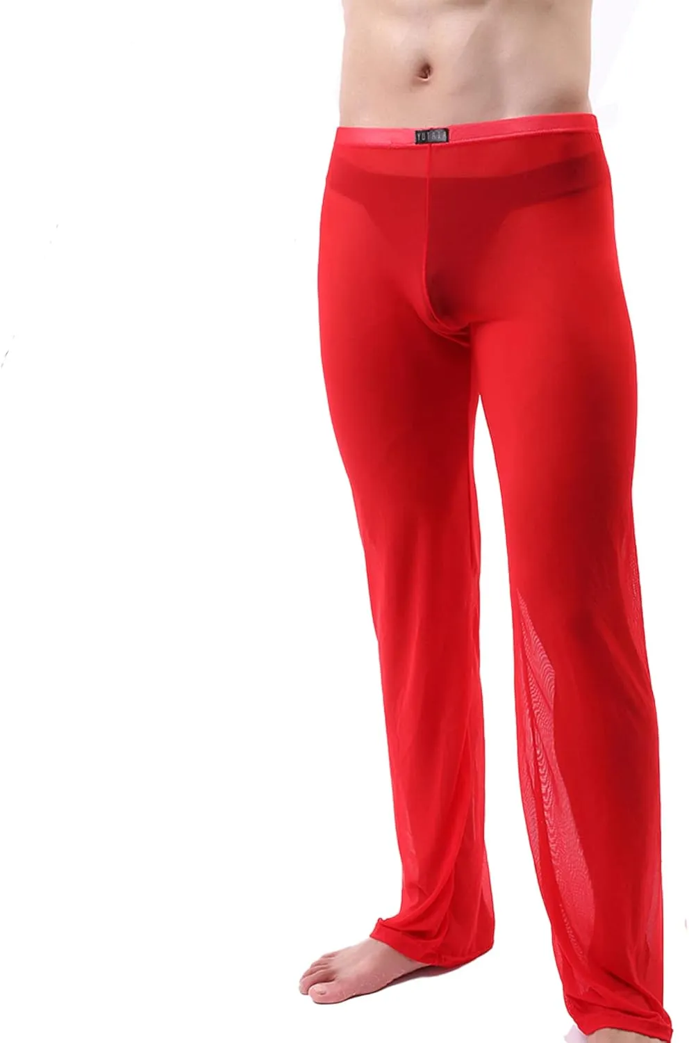 52hertz Men's Mesh See Through Pajama Pants Stretchy Nightwear Sleep Bottoms Lounge Pants