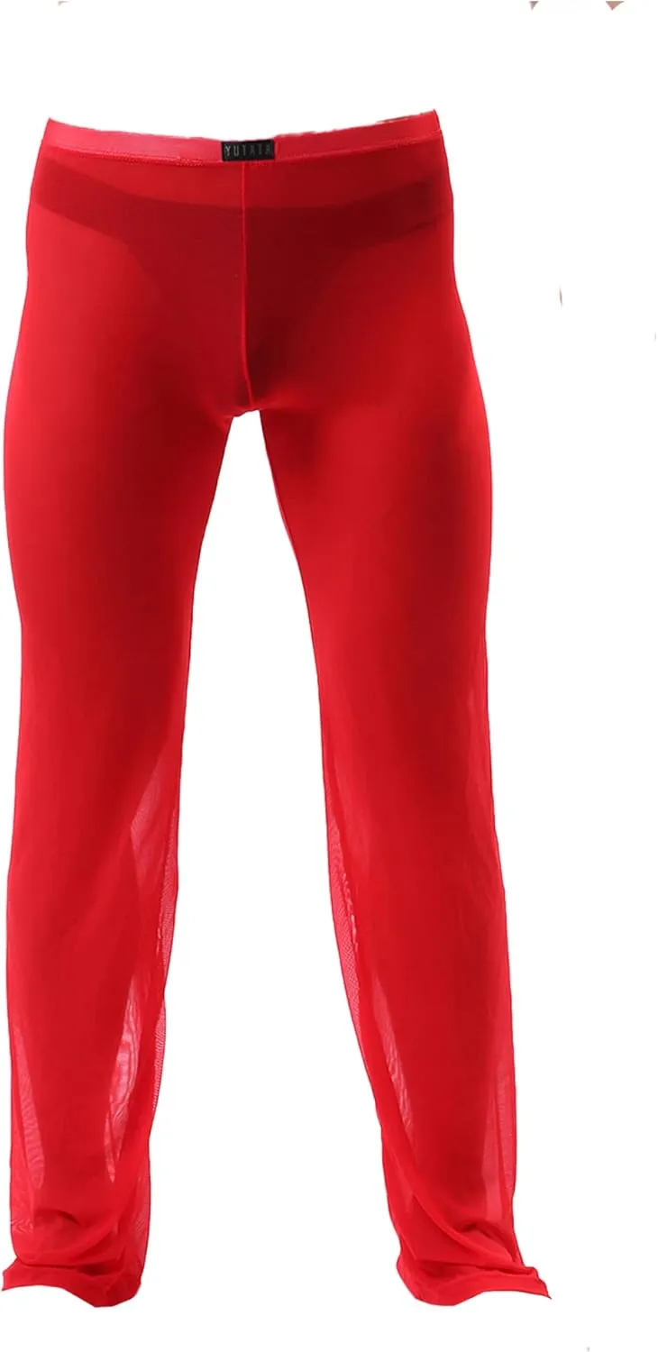 52hertz Men's Mesh See Through Pajama Pants Stretchy Nightwear Sleep Bottoms Lounge Pants