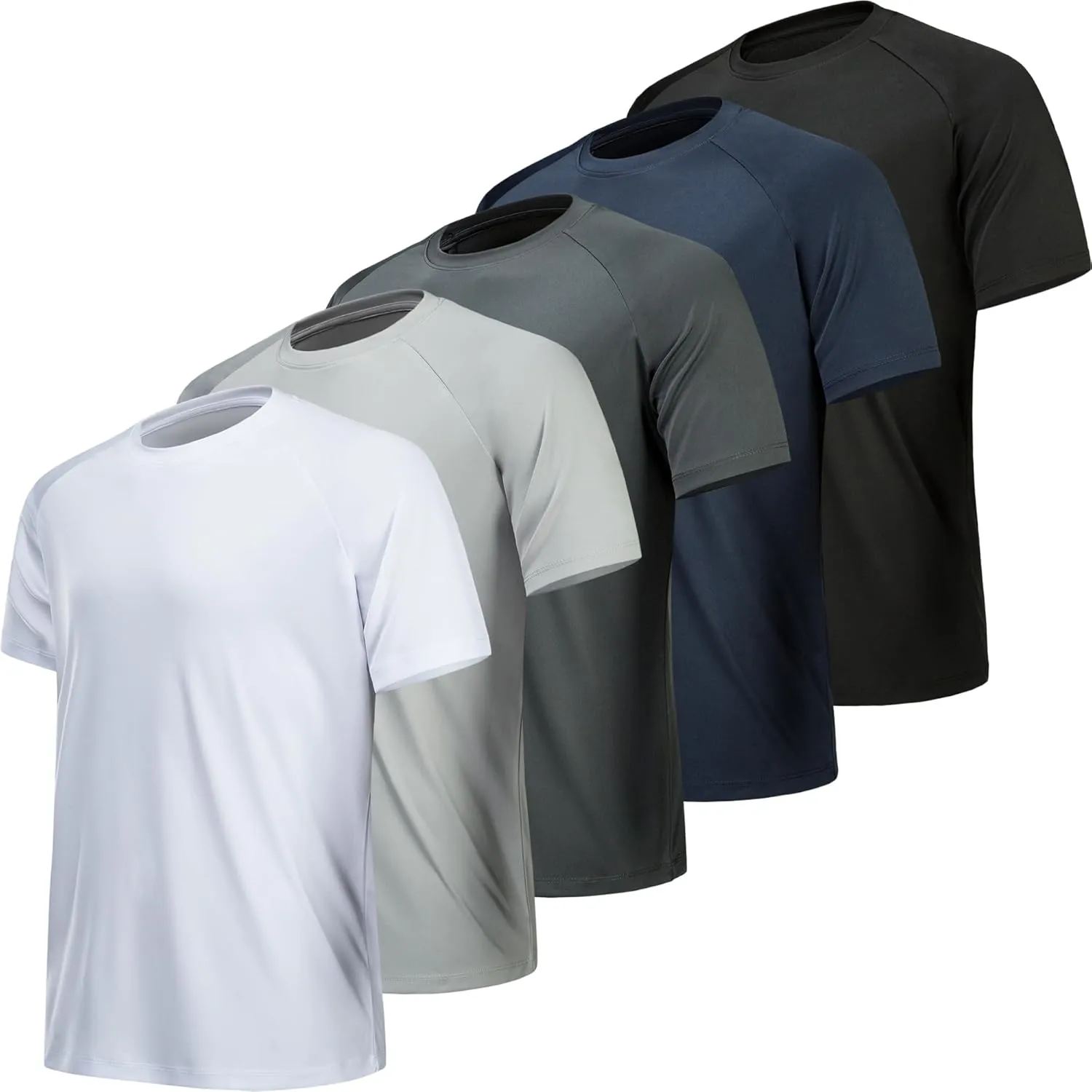 5/7 Pack Workout Shirts for Men Quick Dry Moisture Wicking Mens Gym Shirts Athletic T-Shirts