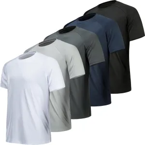 5/7 Pack Workout Shirts for Men Quick Dry Moisture Wicking Mens Gym Shirts Athletic T-Shirts