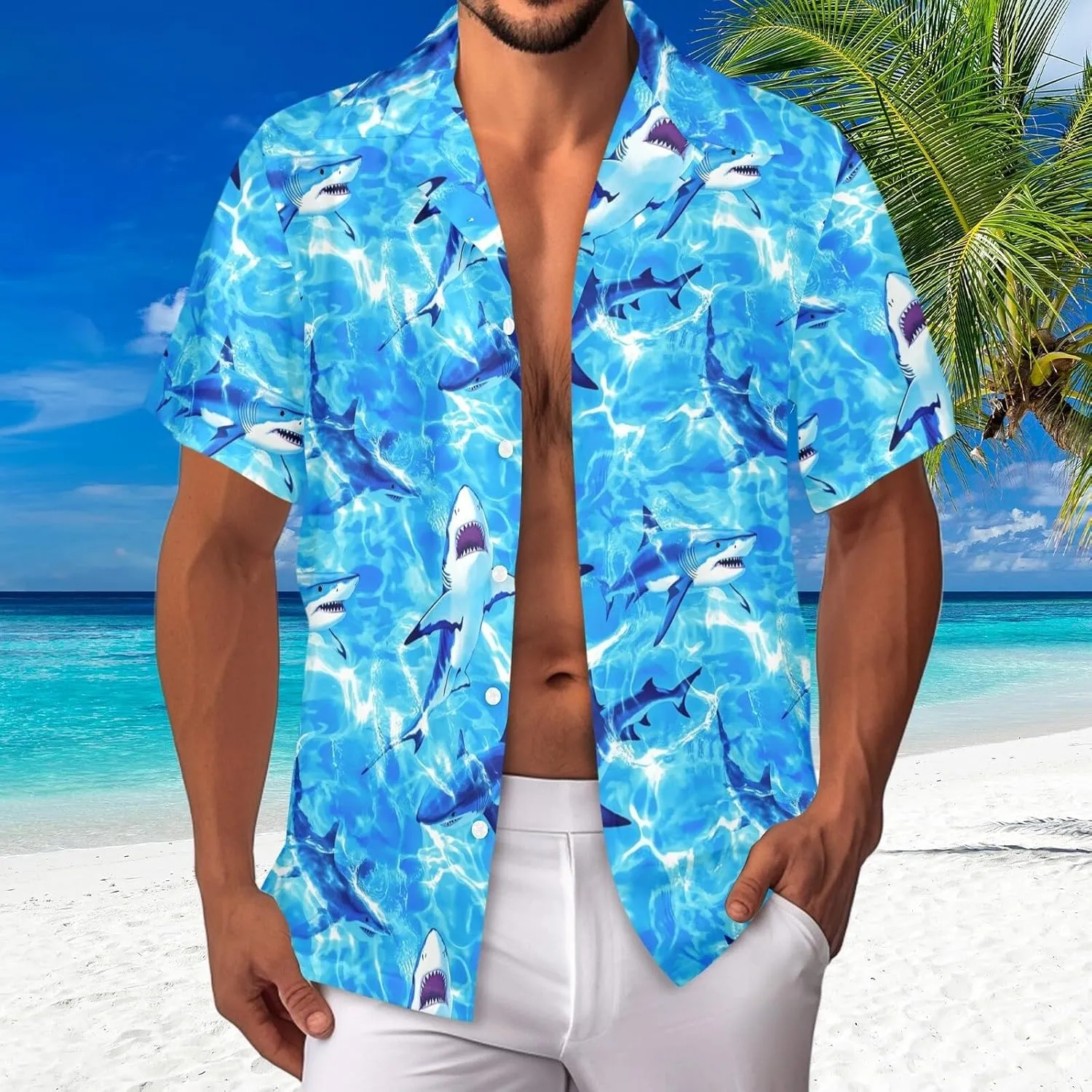 80s 90s Hawaiian Shirts for Men Vintage Button Down Short Sleeve Shirt, 80s Outfit Party Disco Beach Shirts