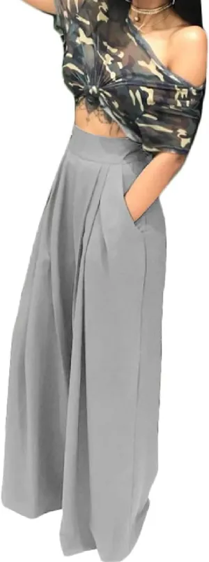 A ADILACA Wide Leg Pants for Women, Palazzo Pants for Women, Womens Casual Lounge Work Business High Waisted Flowy Pants