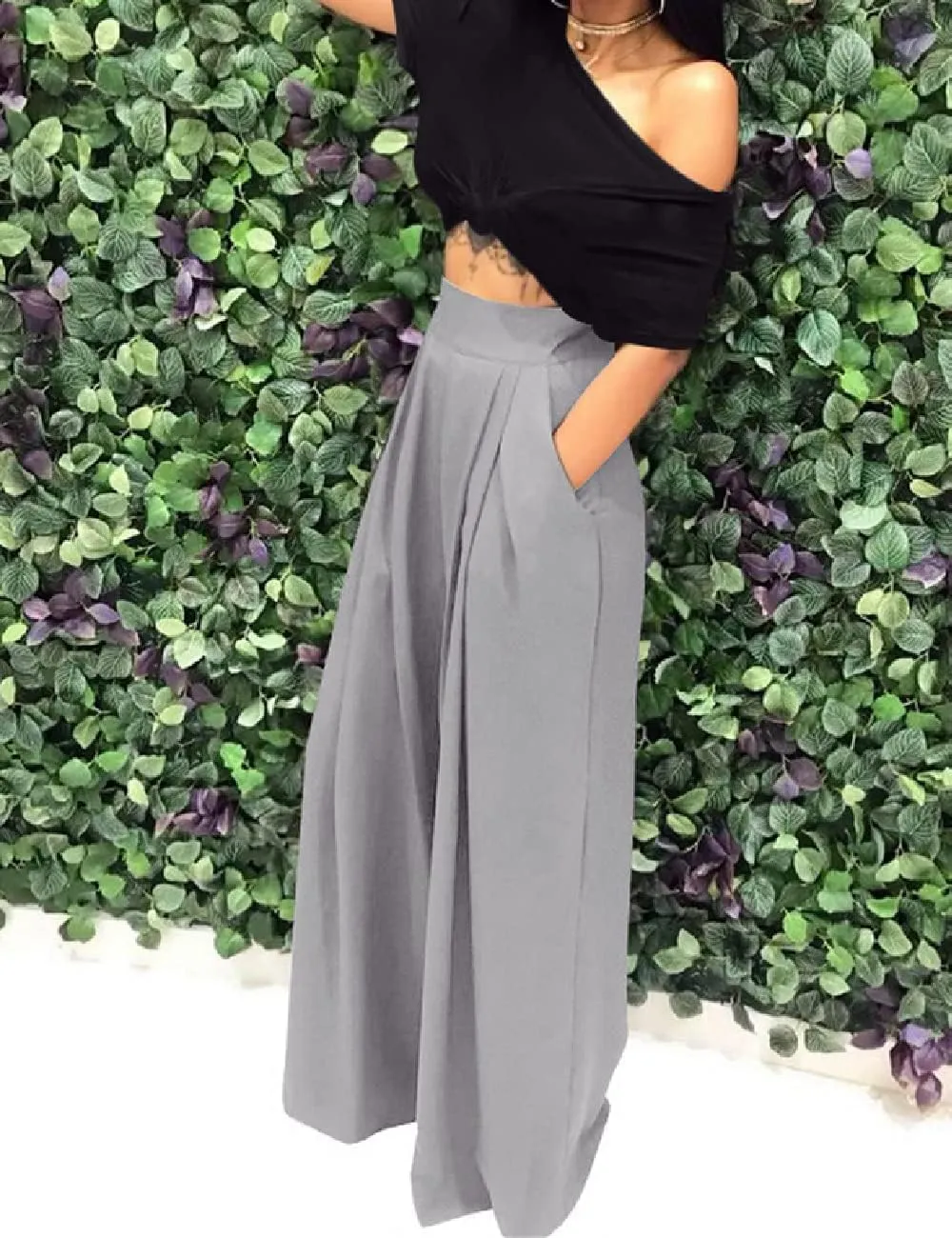 A ADILACA Wide Leg Pants for Women, Palazzo Pants for Women, Womens Casual Lounge Work Business High Waisted Flowy Pants