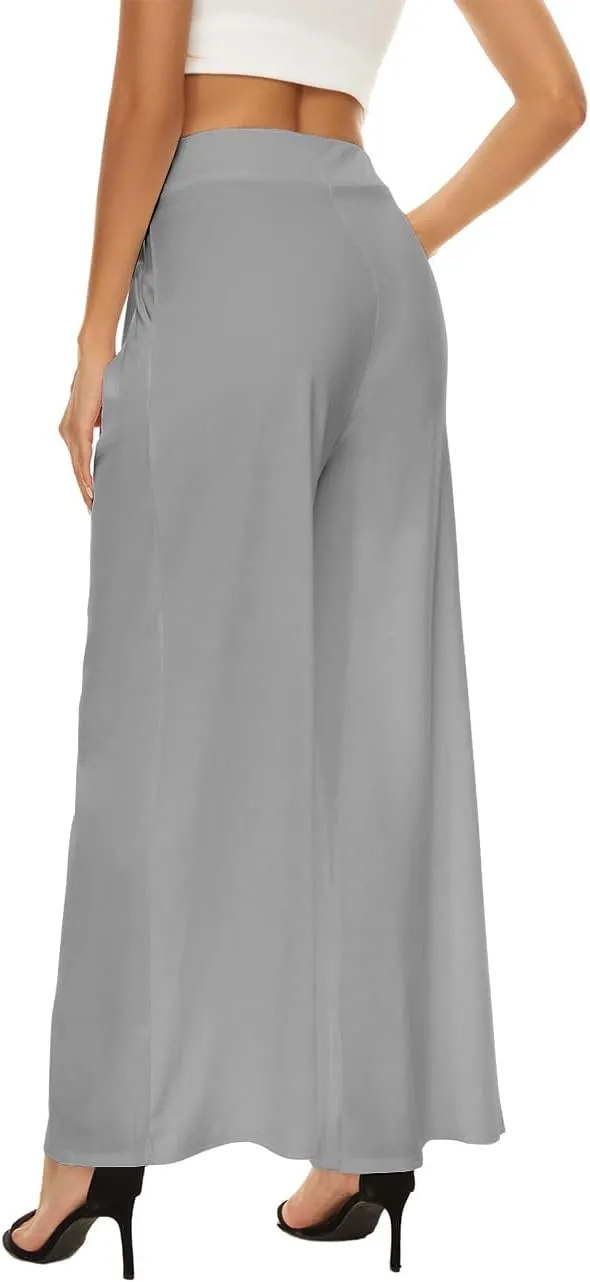 A ADILACA Wide Leg Pants for Women, Palazzo Pants for Women, Womens Casual Lounge Work Business High Waisted Flowy Pants