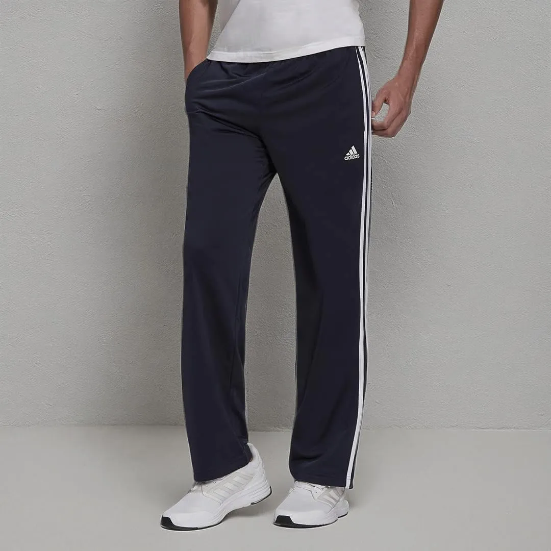 adidas Men's Essentials Warm-up Open Hem 3-stripes Tracksuit Bottoms, Black-white,
