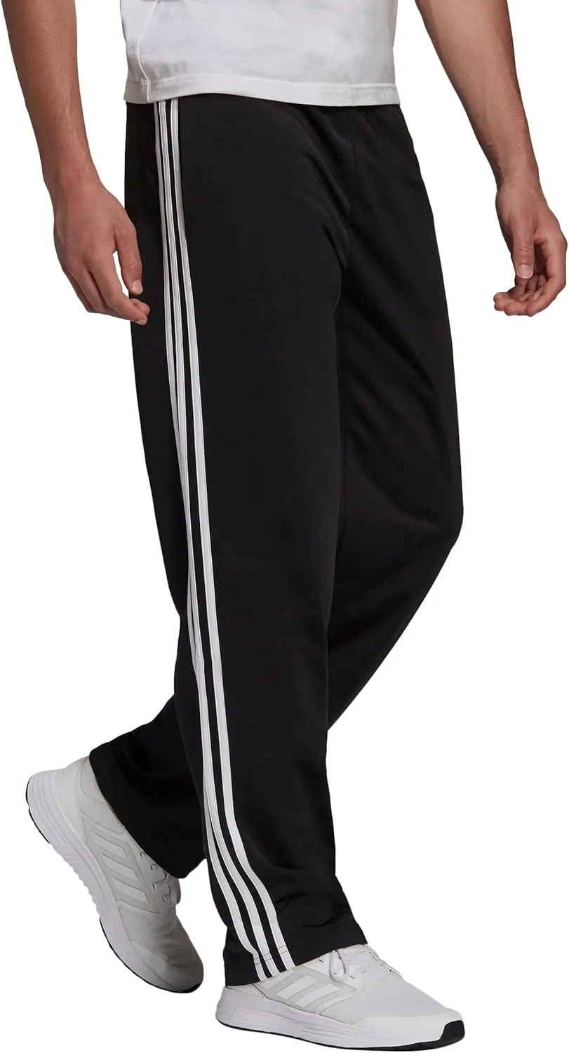 adidas Men's Essentials Warm-up Open Hem 3-stripes Tracksuit Bottoms, Black-white,