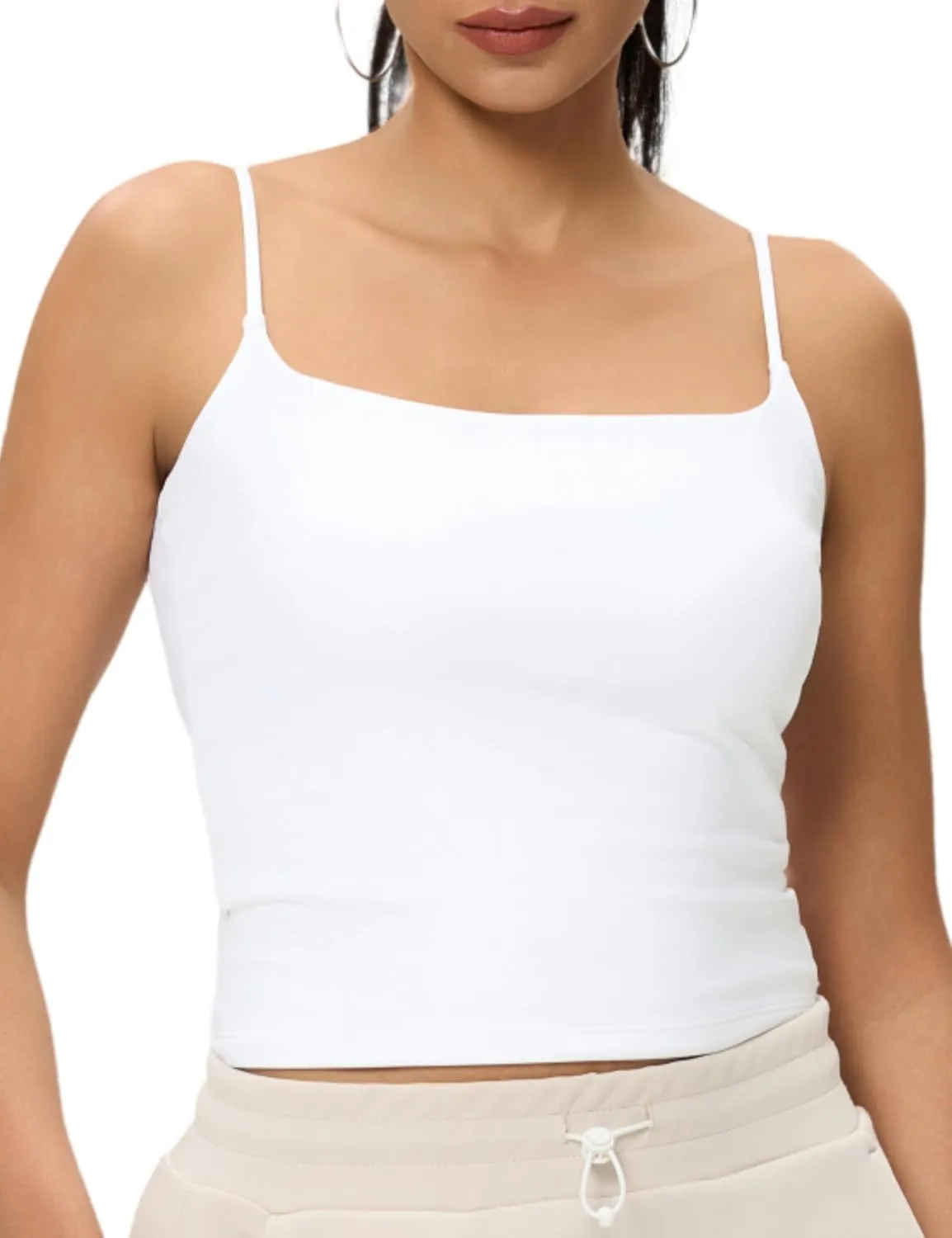 AJISAI 2025 Womens Camisole Tops Spaghetti Strap Tank Top Double Lined Adjustable Summer Crop Tops