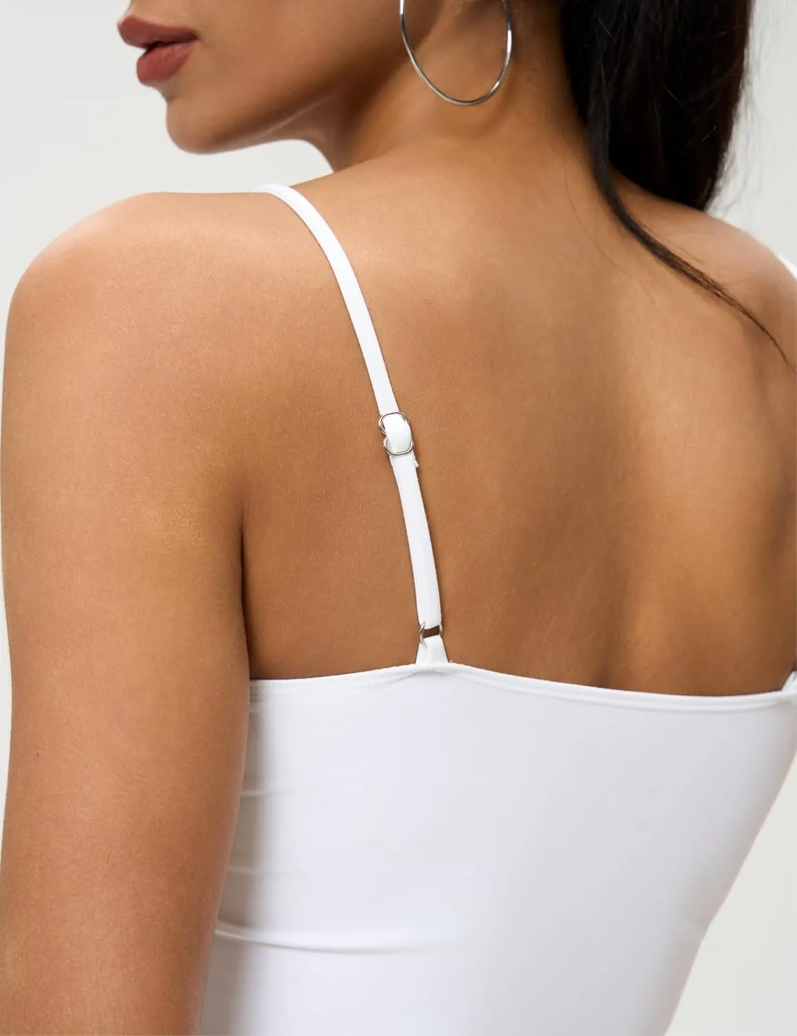 AJISAI 2025 Womens Camisole Tops Spaghetti Strap Tank Top Double Lined Adjustable Summer Crop Tops