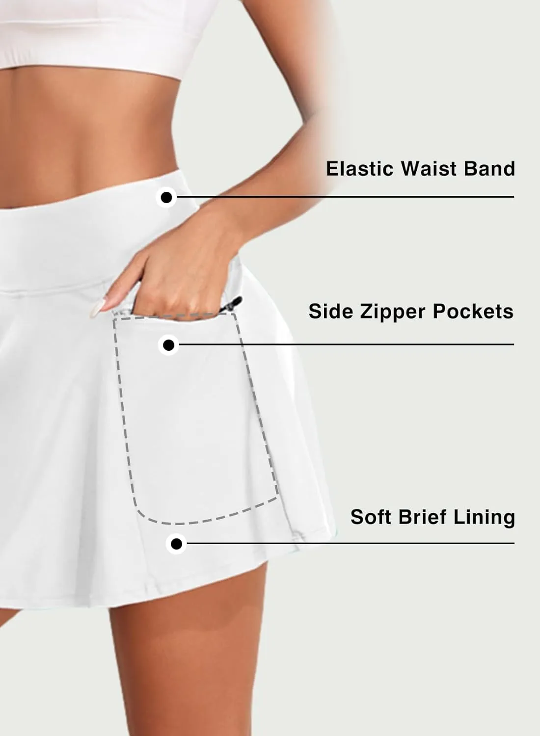 Aleumdr Women's 3" High Waisted Swim Skirt with Zipper Pockets Tummy Control Side Split Bathing Suit Swimsuit Tankini Bottoms