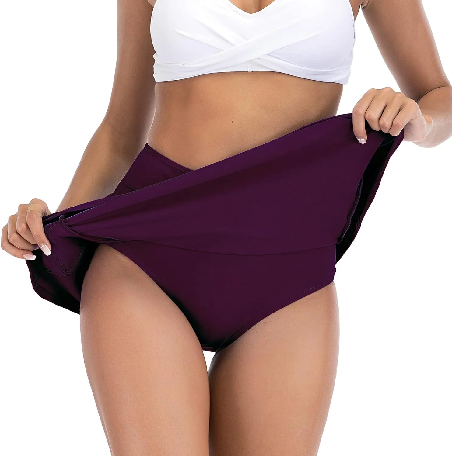 American Trends Womens High Waisted Swimsuit Cover Up Skirt Bikini Bottoms with Side Pocket