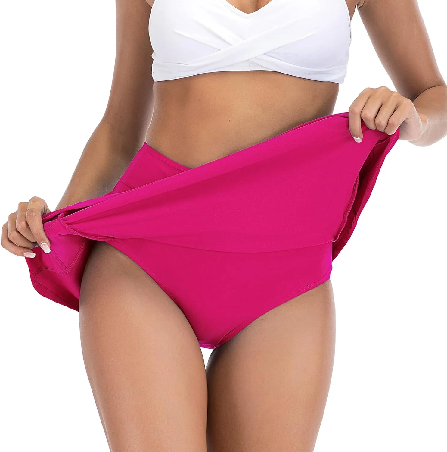 American Trends Womens High Waisted Swimsuit Cover Up Skirt Bikini Bottoms with Side Pocket