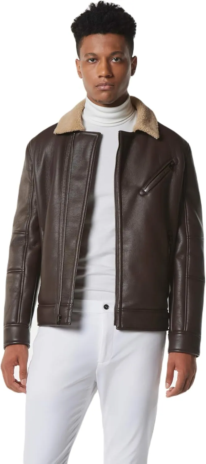 Andrew Marc Men's Faux Leather Sherling Jacket