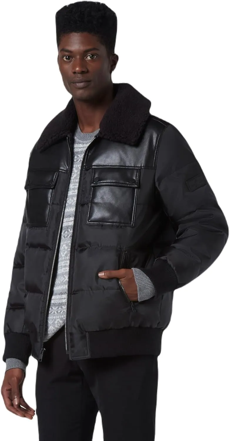 Andrew Marc Men's Faux Leather Sherling Jacket
