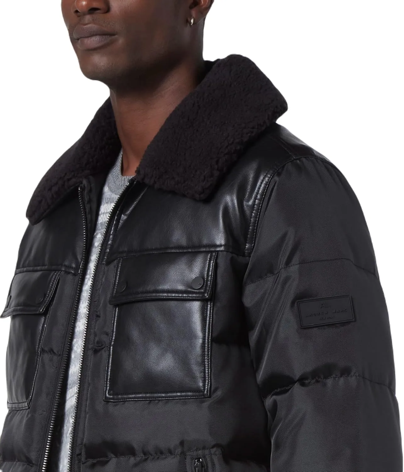 Andrew Marc Men's Faux Leather Sherling Jacket
