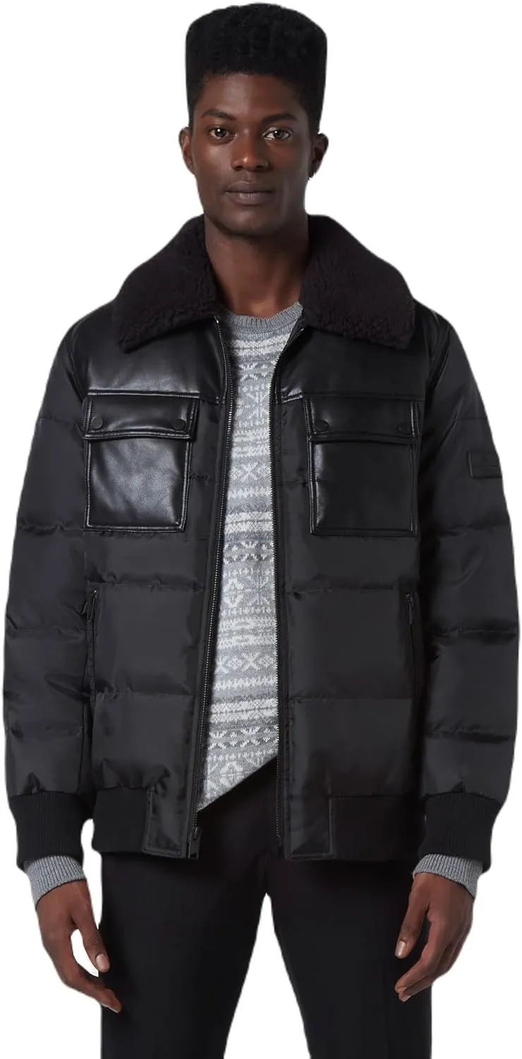 Andrew Marc Men's Faux Leather Sherling Jacket
