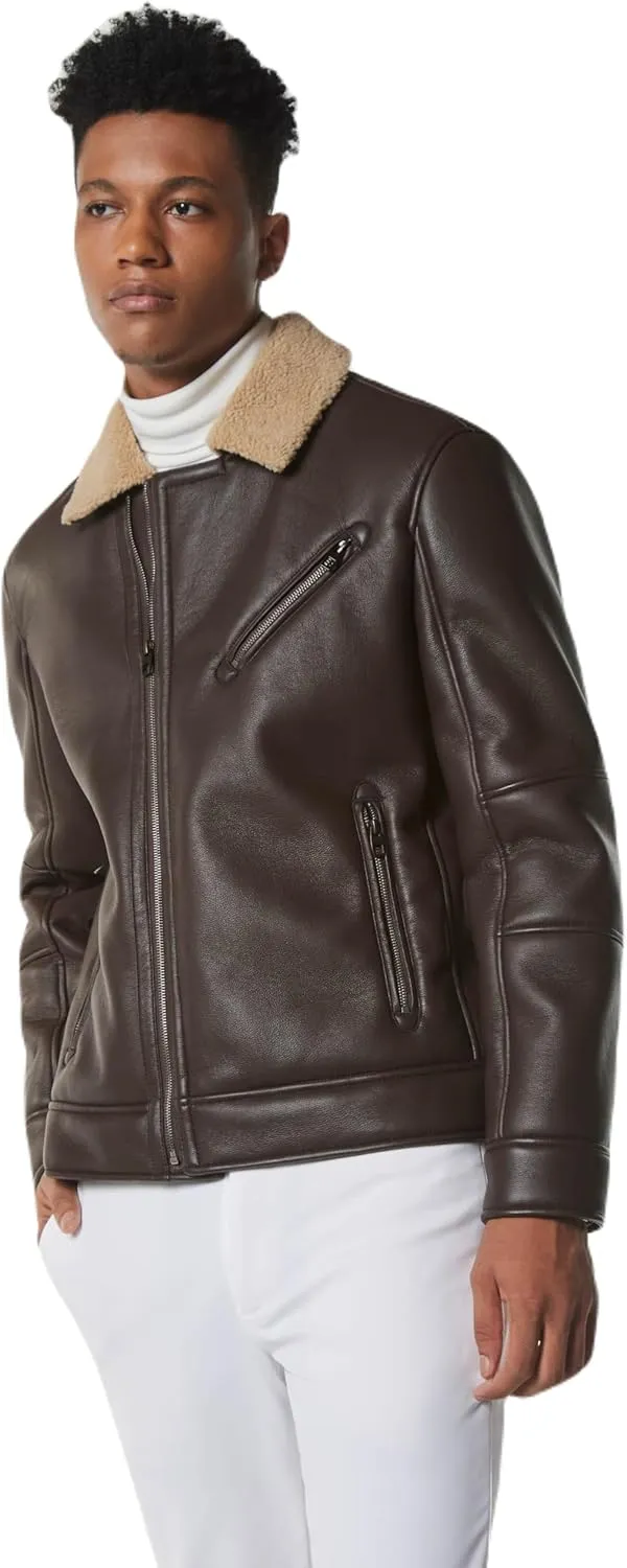 Andrew Marc Men's Faux Leather Sherling Jacket