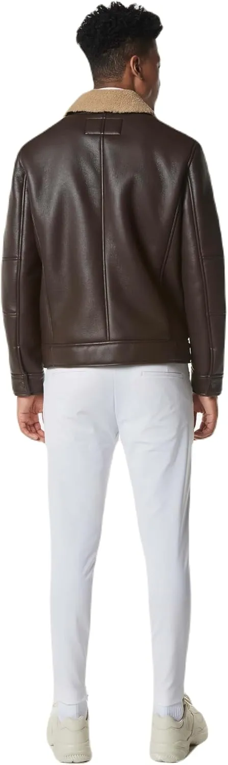 Andrew Marc Men's Faux Leather Sherling Jacket