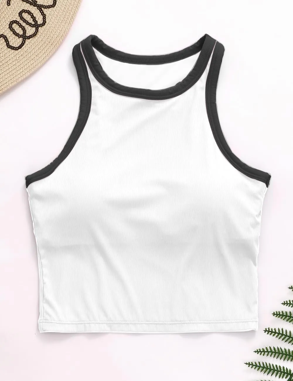 AngiMelo Workout Tops for Women Longline Sports Bras Racerback Ribbed Tank Top with Built in Bra Yoga Crop Athletic
