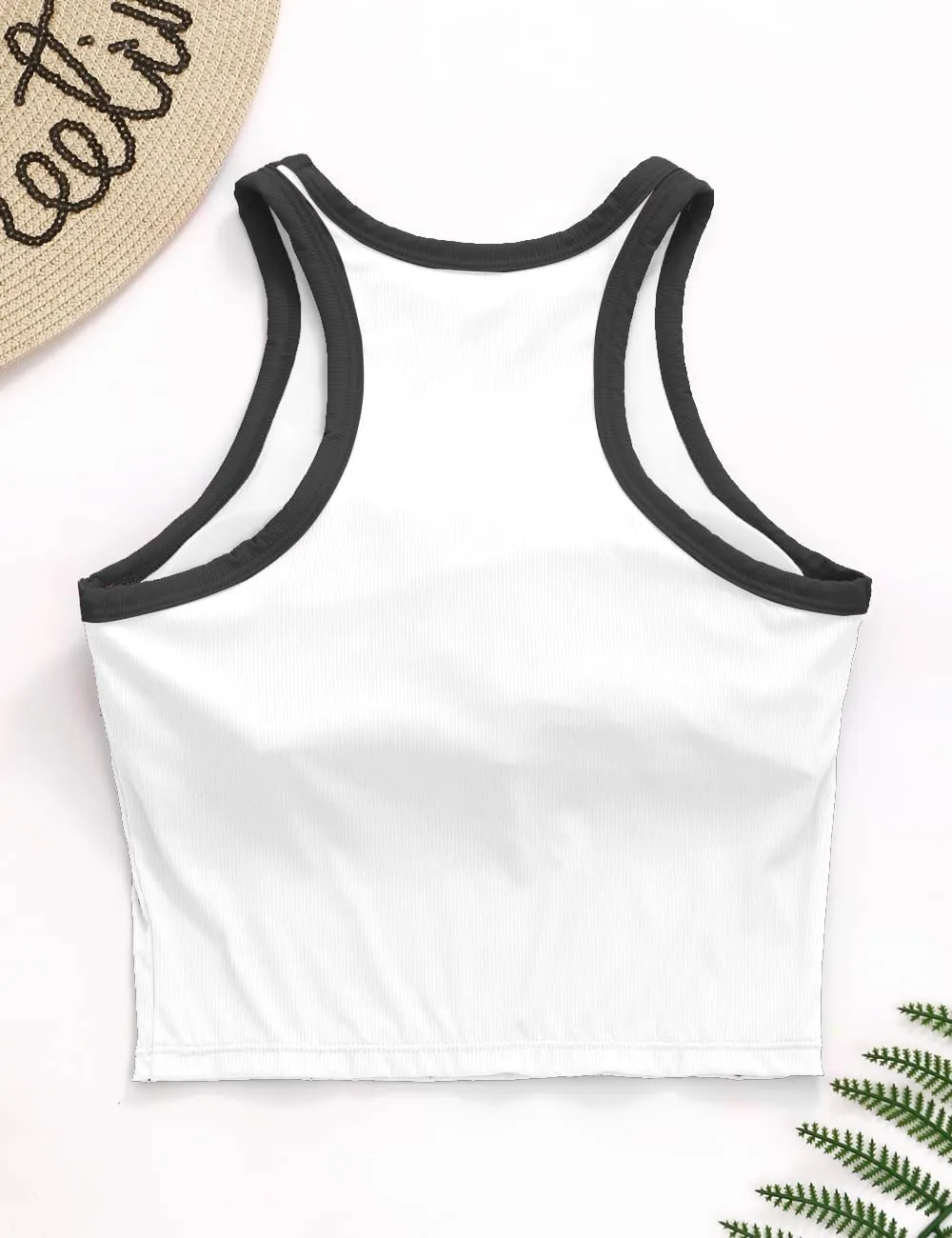 AngiMelo Workout Tops for Women Longline Sports Bras Racerback Ribbed Tank Top with Built in Bra Yoga Crop Athletic