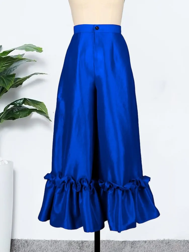 AOMEI Women's Shiny High Waist Flare Pants Wide Leg Bell Bottoms Trousers