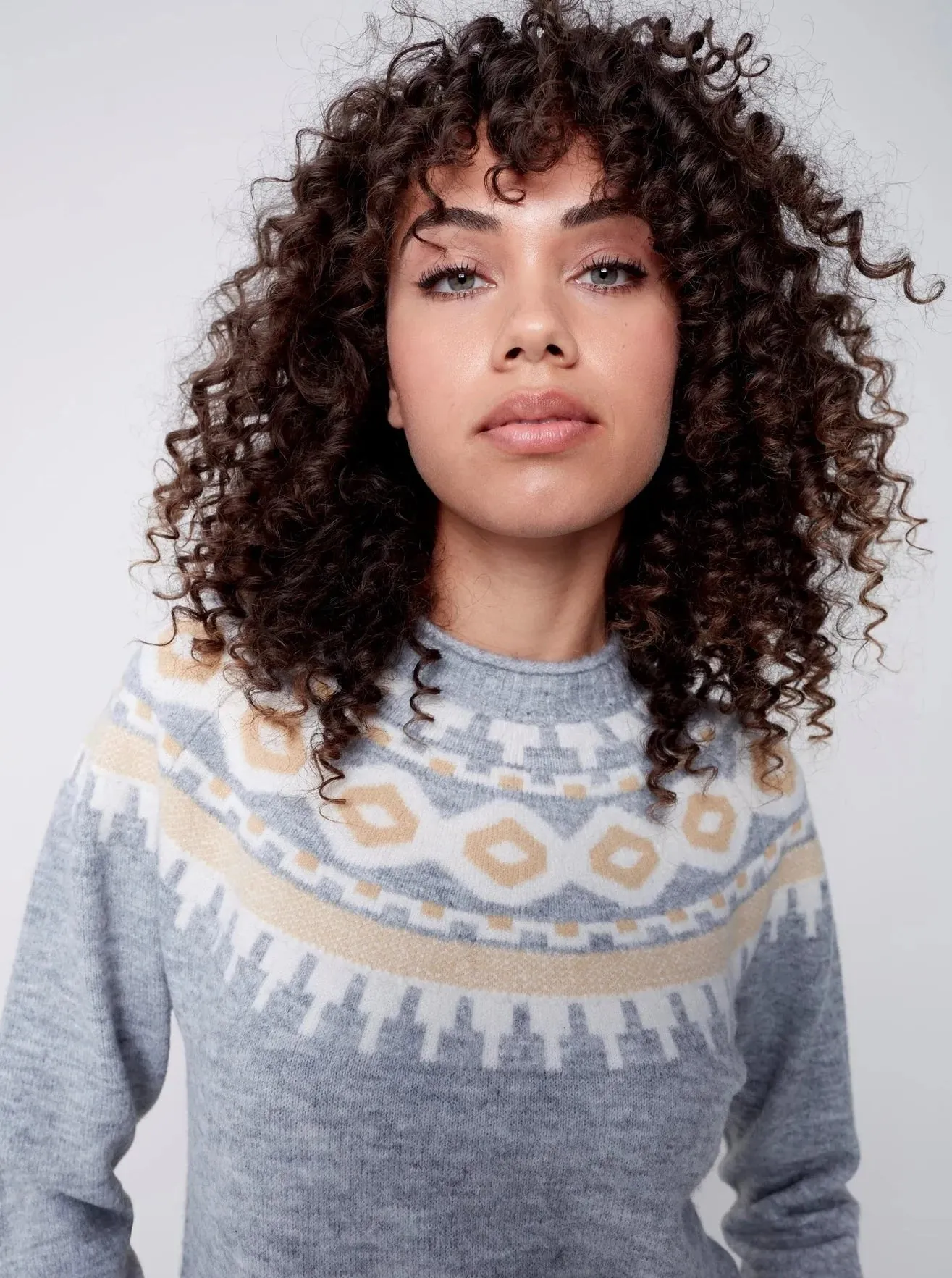 Apres Ski Jacquard Crew Neck Raglan Sleeve [H Grey-C2524]