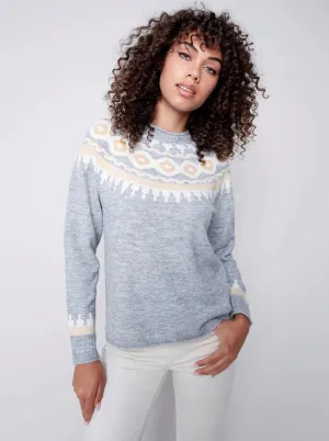 Apres Ski Jacquard Crew Neck Raglan Sleeve [H Grey-C2524]