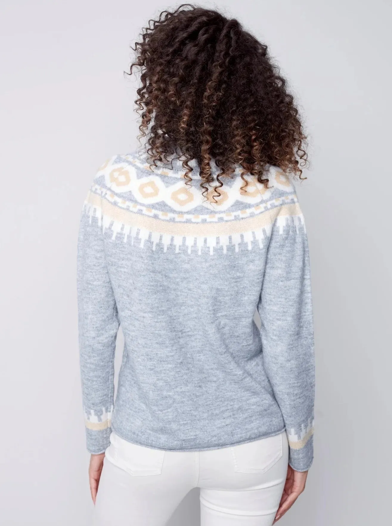 Apres Ski Jacquard Crew Neck Raglan Sleeve [H Grey-C2524]