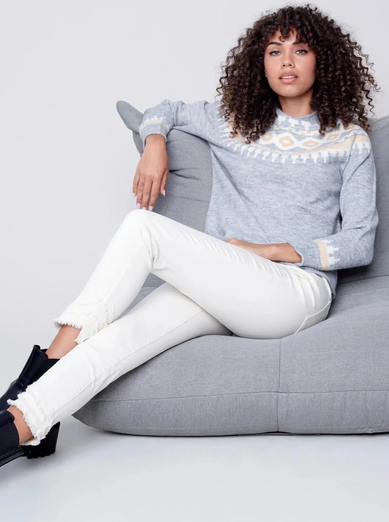 Apres Ski Jacquard Crew Neck Raglan Sleeve [H Grey-C2524]