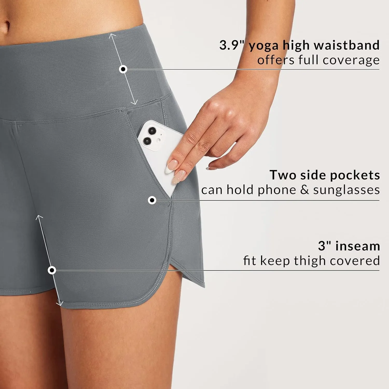 baleaf Women's 3"/5"/ 7" High Waisted Swim Board Shorts Quick Dry Swimsuits Bottoms Trunks with Pockets