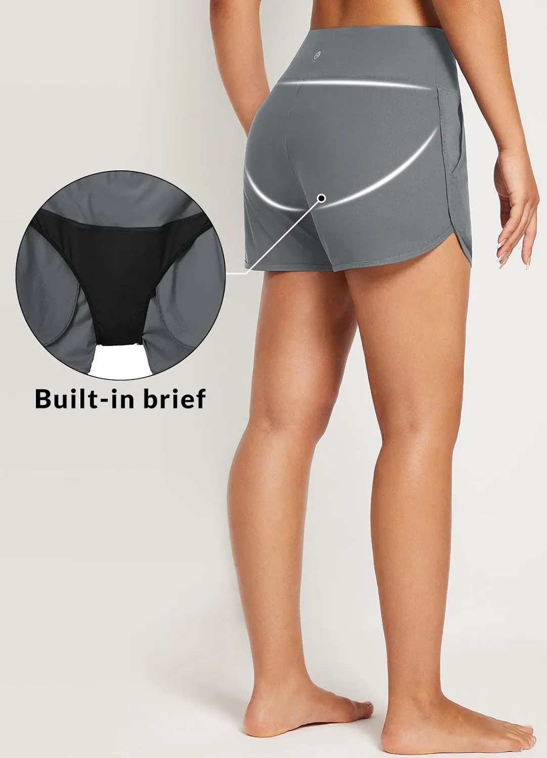 baleaf Women's 3"/5"/ 7" High Waisted Swim Board Shorts Quick Dry Swimsuits Bottoms Trunks with Pockets