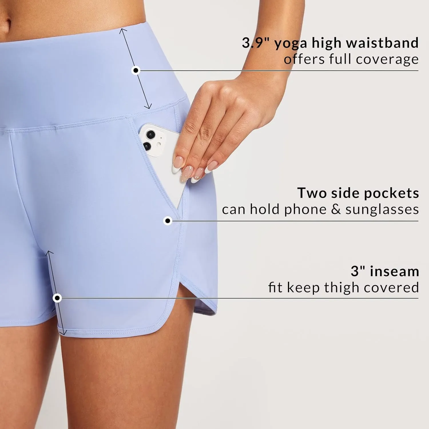 baleaf Women's 3"/5"/ 7" High Waisted Swim Board Shorts Quick Dry Swimsuits Bottoms Trunks with Pockets