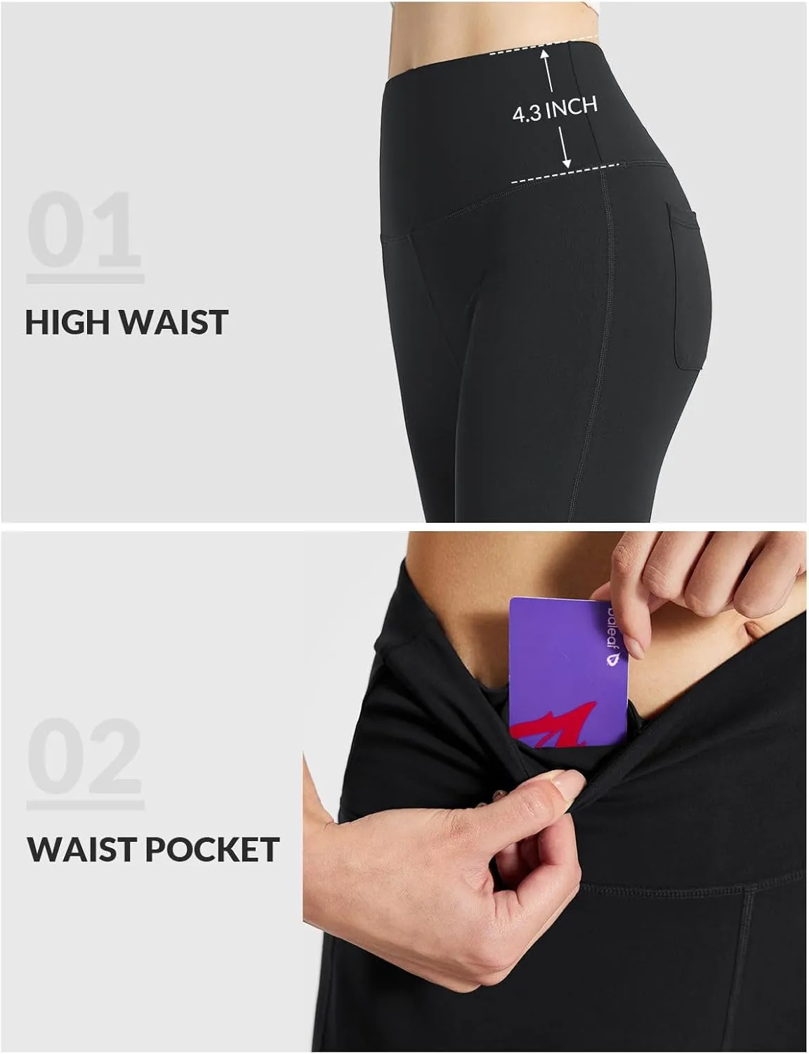 baleaf Womens Cotton Yoga Dress Pants Flare Leggings with Pockets Work Office High Waist Bell Bottom Bootcut Tall 32"