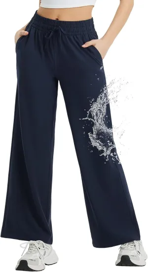baleaf Women's Hiking Pants Travel Wide Leg Pants with Pockts UPF 50  Loose Lightweight Water Resistant Work