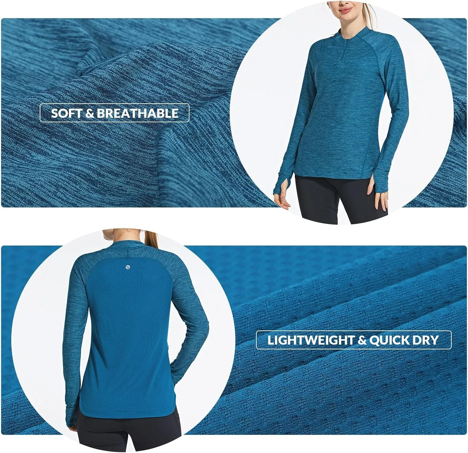 baleaf Women's Long Sleeve Running Shirts Quick Dry Lightweight Pullover Workout Tops Athletic T-Shirts Moisture Wicking