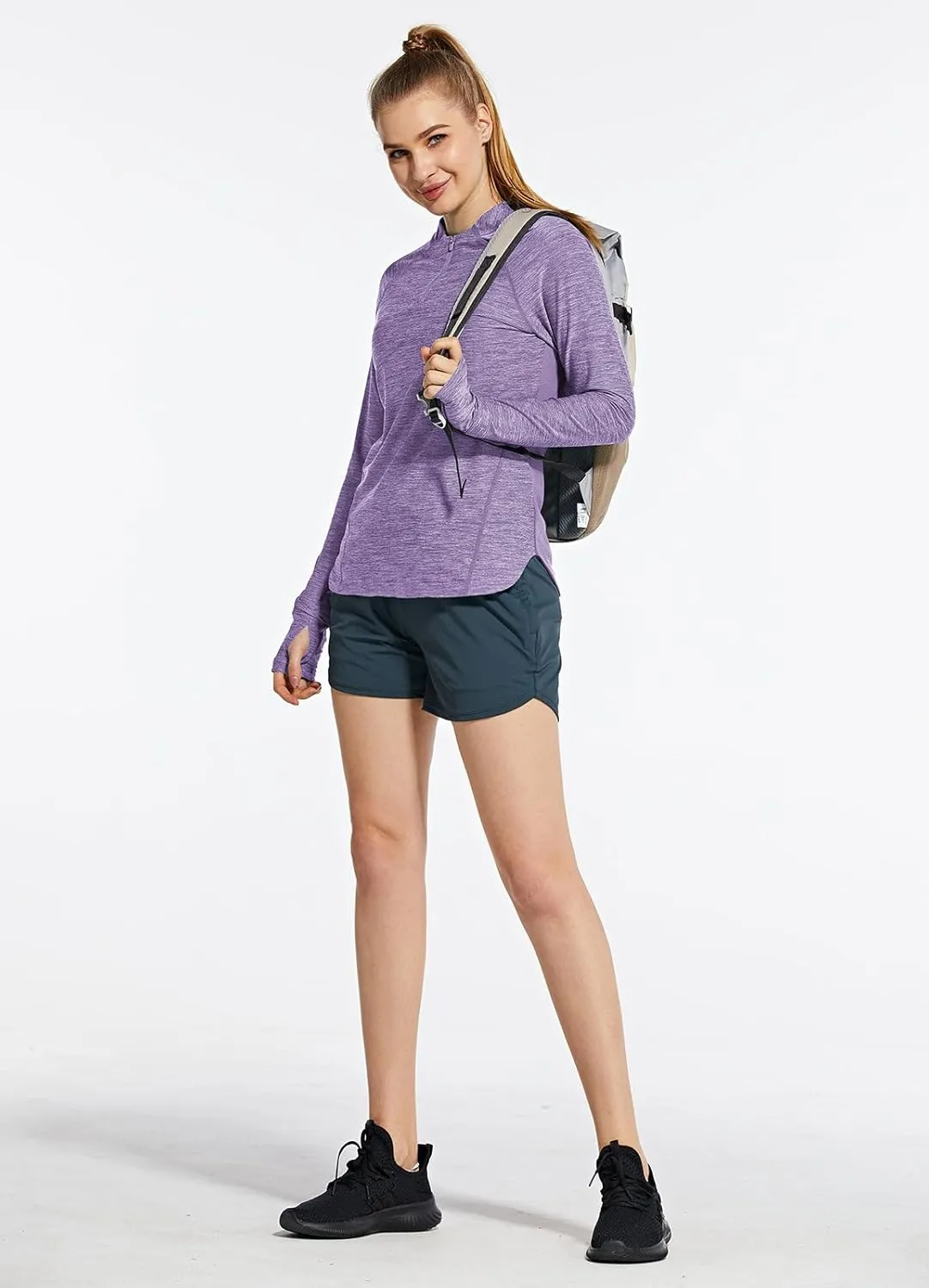 baleaf Women's Long Sleeve Running Shirts Quick Dry Lightweight Pullover Workout Tops Athletic T-Shirts Moisture Wicking