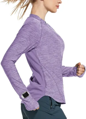 baleaf Women's Long Sleeve Running Shirts Quick Dry Lightweight Pullover Workout Tops Athletic T-Shirts Moisture Wicking