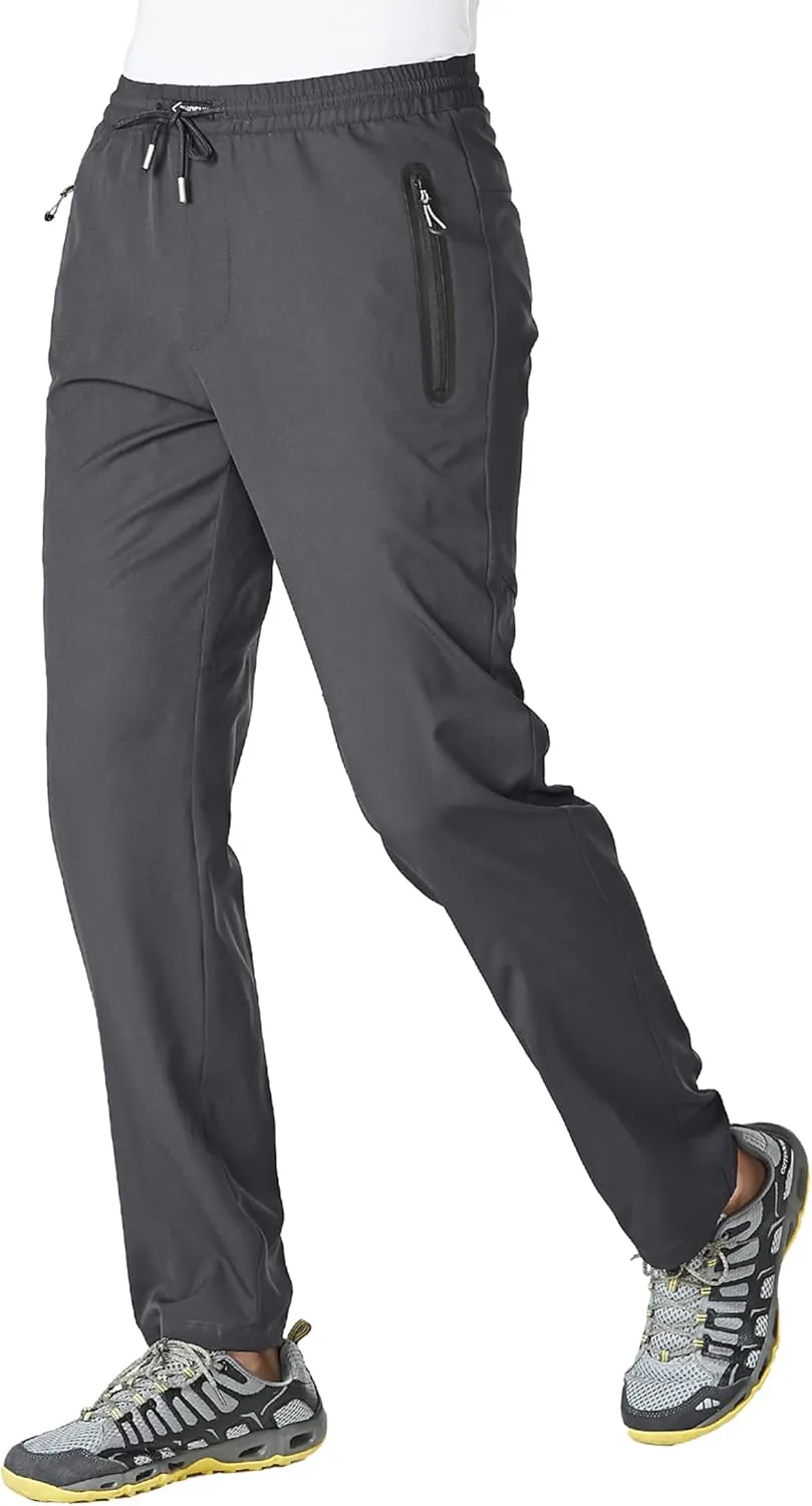 BASUDAM Men's Athletic Pants Thin Lightweight Quick Dry Zipper Pockets Outdoor Sports Pants for Running Jogging Hiking