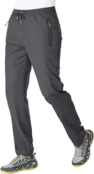BASUDAM Men's Athletic Pants Thin Lightweight Quick Dry Zipper Pockets Outdoor Sports Pants for Running Jogging Hiking