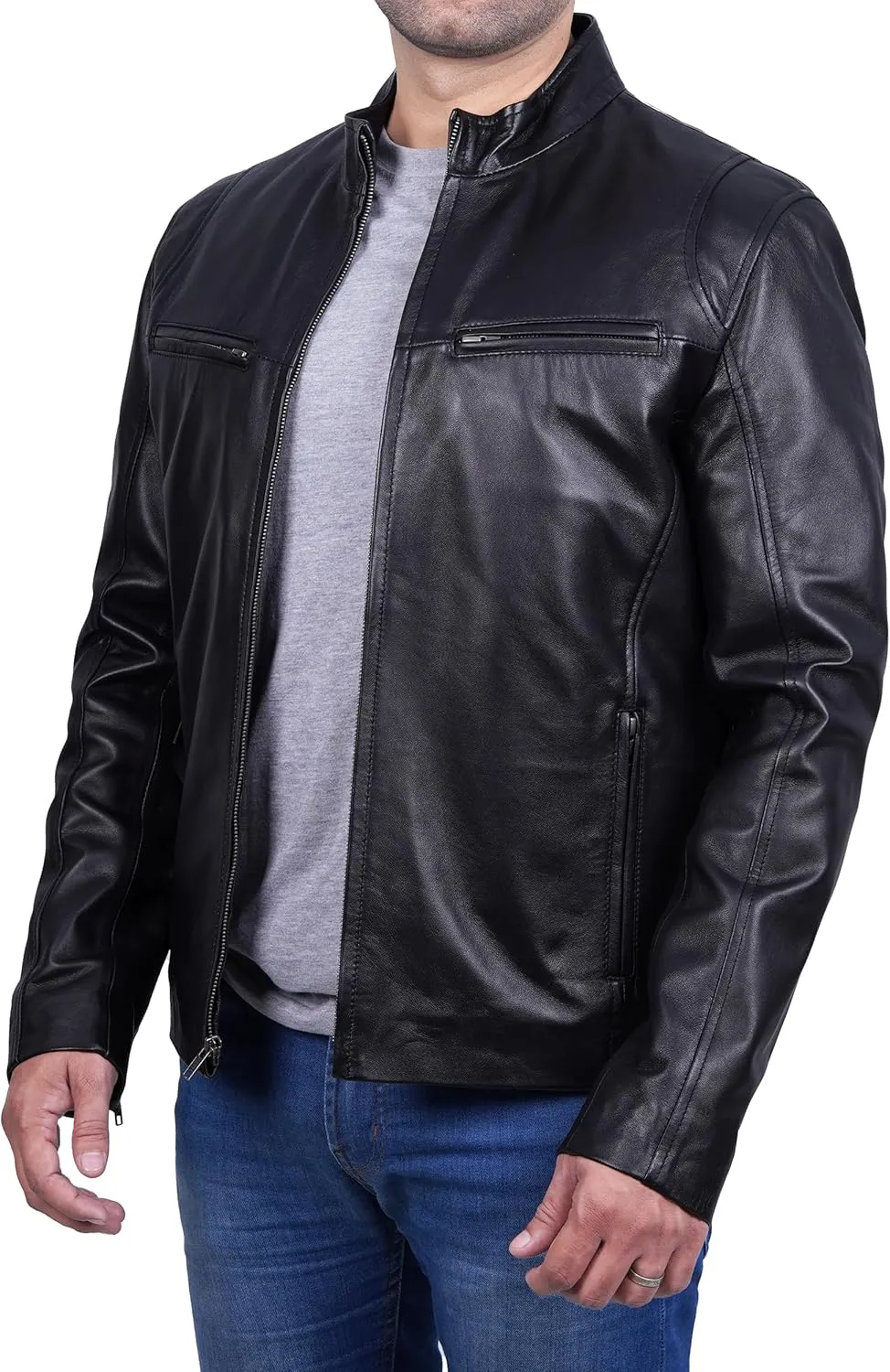 Blingsoul Real Lambskin Leather Jacket Men - Leather Jackets for Men