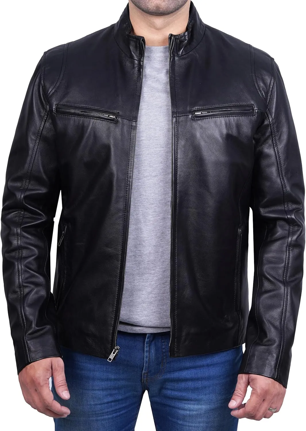 Blingsoul Real Lambskin Leather Jacket Men - Leather Jackets for Men
