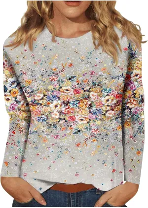 Blouses for Women 2025 Three Quarter Sleeve Round Neck T Shirt Hawaiian Printing Trendy Fashion Beach Tops